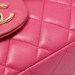 Pre Owned Chanel Pink Quilted Leather Jumbo Classic Double Flap Bag