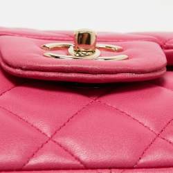 Pre Owned Chanel Pink Quilted Leather Jumbo Classic Double Flap Bag