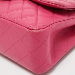 Pre Owned Chanel Pink Quilted Leather Jumbo Classic Double Flap Bag