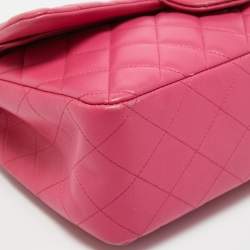 Pre Owned Chanel Pink Quilted Leather Jumbo Classic Double Flap Bag