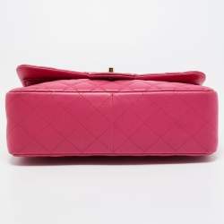 Pre Owned Chanel Pink Quilted Leather Jumbo Classic Double Flap Bag