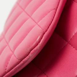 Pre Owned Chanel Pink Quilted Leather Jumbo Classic Double Flap Bag