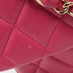 Pre Owned Chanel Pink Quilted Leather Jumbo Classic Double Flap Bag