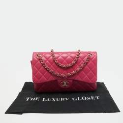 Pre Owned Chanel Pink Quilted Leather Jumbo Classic Double Flap Bag