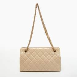 Chanel Light Beige Quilted Glazed Age Leather Reissue Chain Tote