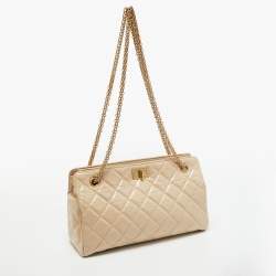 Chanel Light Beige Quilted Glazed Age Leather Reissue Chain Tote
