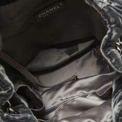 Pre Owned Chanel Dark Grey Pyramid Quilt Drawstring Bucket Bag