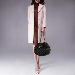 Pre Owned Chanel Dark Grey Pyramid Quilt Drawstring Bucket Bag