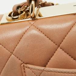 Pre Owned Chanel Beige Quilted Leather Small Trendy CC Flap Top Handle Bag