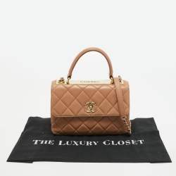 Pre Owned Chanel Beige Quilted Leather Small Trendy CC Flap Top Handle Bag