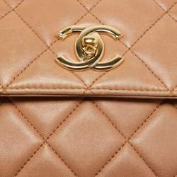 Pre Owned Chanel Beige Quilted Leather Small Trendy CC Flap Top Handle Bag