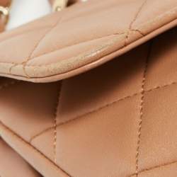 Pre Owned Chanel Beige Quilted Leather Small Trendy CC Flap Top Handle Bag
