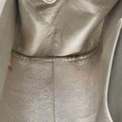 Pre Owned Chanel Silver Leather Leather Mademoiselle Lock Accordion Flap Bag