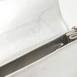 Pre Owned Chanel Silver Leather Leather Mademoiselle Lock Accordion Flap Bag