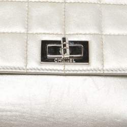 Pre Owned Chanel Silver Leather Leather Mademoiselle Lock Accordion Flap Bag