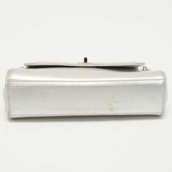 Pre Owned Chanel Silver Leather Leather Mademoiselle Lock Accordion Flap Bag