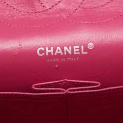 Pre Owned Chanel Orange Quilted Patent Leather Jumbo Classic Double Flap Bag