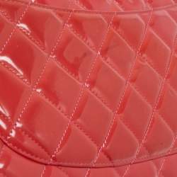 Pre Owned Chanel Orange Quilted Patent Leather Jumbo Classic Double Flap Bag