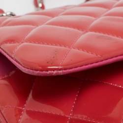 Pre Owned Chanel Orange Quilted Patent Leather Jumbo Classic Double Flap Bag