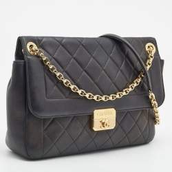 Pre Owned Chanel Black Quilted Leather Chic With Me Flap Bag