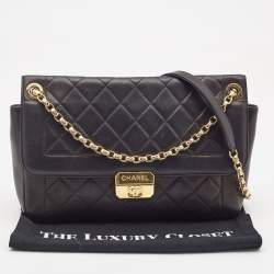 Pre Owned Chanel Black Quilted Leather Chic With Me Flap Bag
