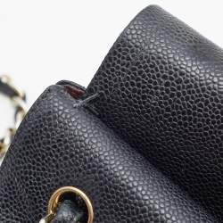 Pre Owned Chanel Black Quilted Caviar Leather Jumbo Classic Double Flap Bag
