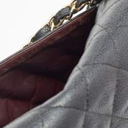 Pre Owned Chanel Black Quilted Caviar Leather Jumbo Classic Double Flap Bag