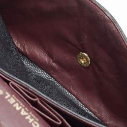 Pre Owned Chanel Black Quilted Caviar Leather Jumbo Classic Double Flap Bag