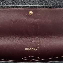 Pre Owned Chanel Black Quilted Caviar Leather Jumbo Classic Double Flap Bag