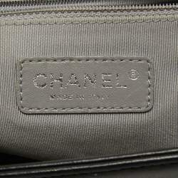 Pre Owned Chanel Black Quilted Leather Large Boy Flap Bag
