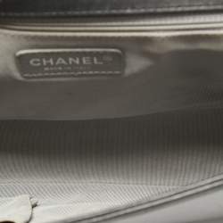 Pre Owned Chanel Black Quilted Leather Large Boy Flap Bag