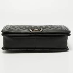 Pre Owned Chanel Black Quilted Leather Large Boy Flap Bag