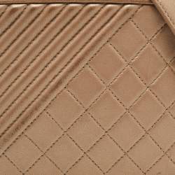 Pre Owned Chanel Beige Mixed Quilted Leather Small Coco Boy Camera Case Bag