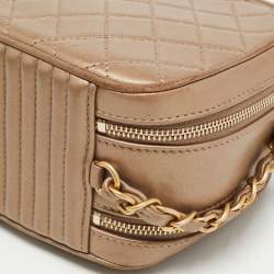 Pre Owned Chanel Beige Mixed Quilted Leather Small Coco Boy Camera Case Bag