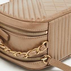 Pre Owned Chanel Beige Mixed Quilted Leather Small Coco Boy Camera Case Bag