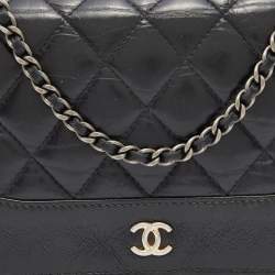 Chanel Black Quilted Leather CC Gabrielle Wallet On Chain