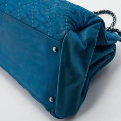 Pre Owned Chanel Teal Blue Quilted Leather Just Mademoiselle Bowler Bag