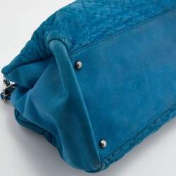 Pre Owned Chanel Teal Blue Quilted Leather Just Mademoiselle Bowler Bag