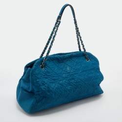 Pre Owned Chanel Teal Blue Quilted Leather Just Mademoiselle Bowler Bag