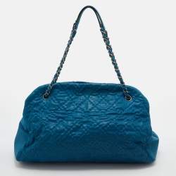Pre Owned Chanel Teal Blue Quilted Leather Just Mademoiselle Bowler Bag