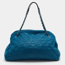 Pre Owned Chanel Teal Blue Quilted Leather Just Mademoiselle Bowler Bag