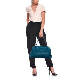 Pre Owned Chanel Teal Blue Quilted Leather Just Mademoiselle Bowler Bag