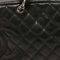 Pre Owned Chanel Black Quilted Leather Cambon Ligne Bowler Bag