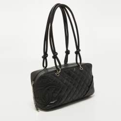 Pre Owned Chanel Black Quilted Leather Cambon Ligne Bowler Bag