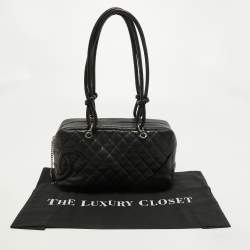 Pre Owned Chanel Black Quilted Leather Cambon Ligne Bowler Bag