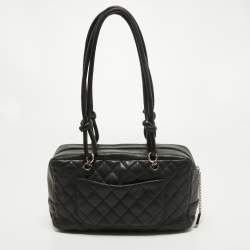 Pre Owned Chanel Black Quilted Leather Cambon Ligne Bowler Bag