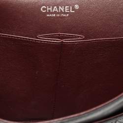 Pre Owned Chanel Black Quilted Lambskin Leather Jumbo Classic Double Flap Bag