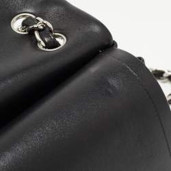 Pre Owned Chanel Black Quilted Lambskin Leather Jumbo Classic Double Flap Bag