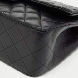 Pre Owned Chanel Black Quilted Lambskin Leather Jumbo Classic Double Flap Bag