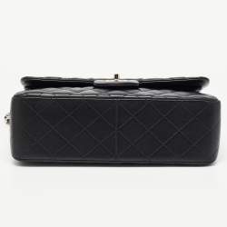 Pre Owned Chanel Black Quilted Lambskin Leather Jumbo Classic Double Flap Bag
